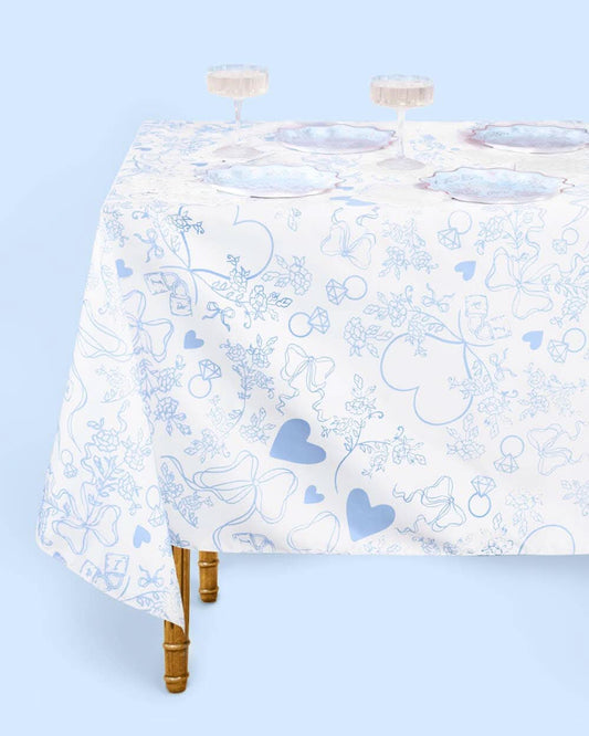 Something Blue Washable Tablecloth | 9 ft x 4.5 ft