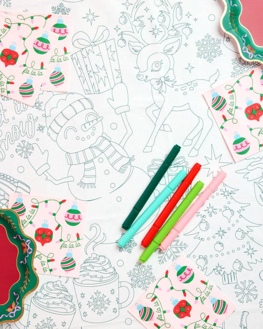 Merry Christmas Coloring Paper Tablecloth