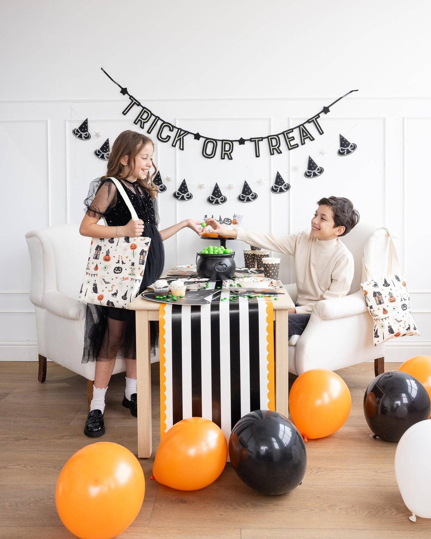Trick or Treat Felt Glow in the Dark Banner - Porcupine Paper Co.