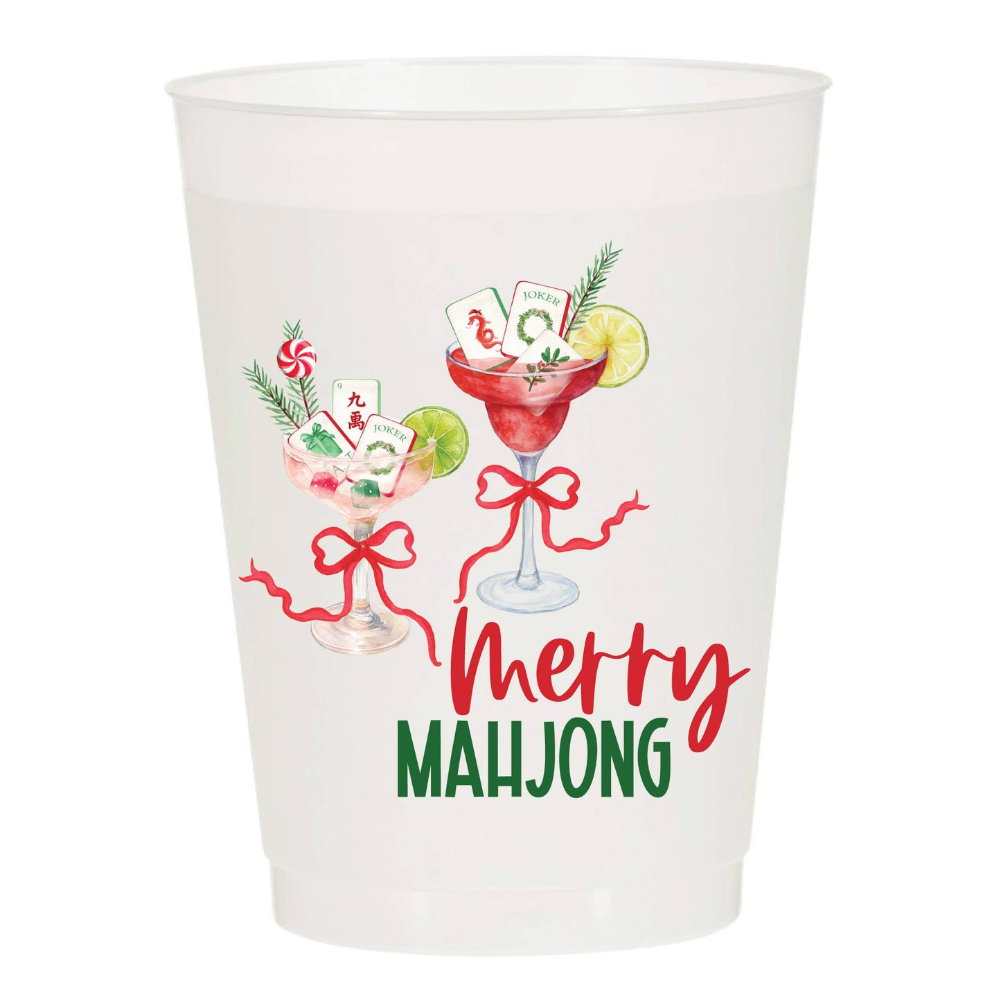 Merry Mahjong Cocktails Frosted Cups | Pack of 10