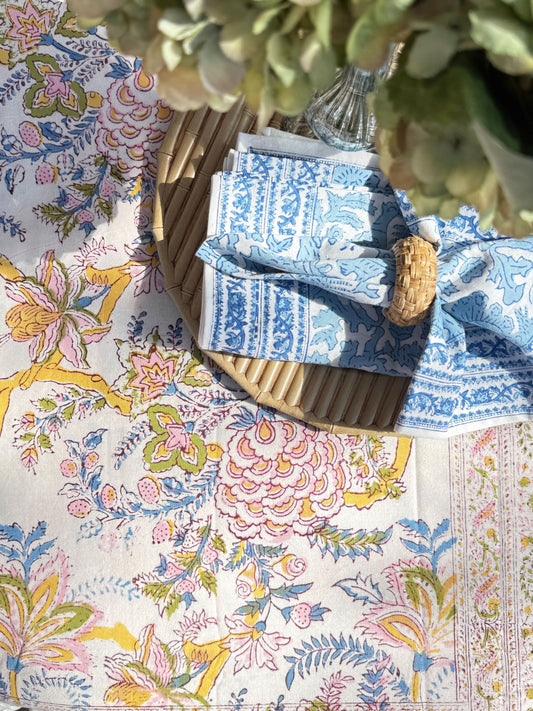 Set of four Bellview Pheasant napkins by Verdigris Collection, featuring elegant pheasant feather design for sophisticated table settings.
