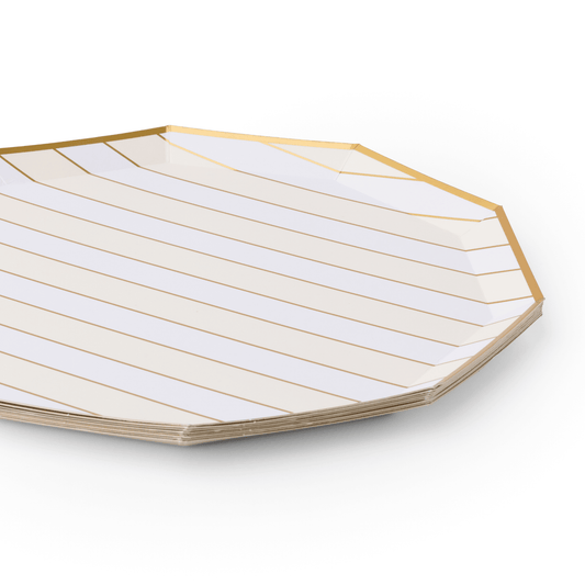 Champagne Fizz Signature Cabana Stripe Plates | 8 count