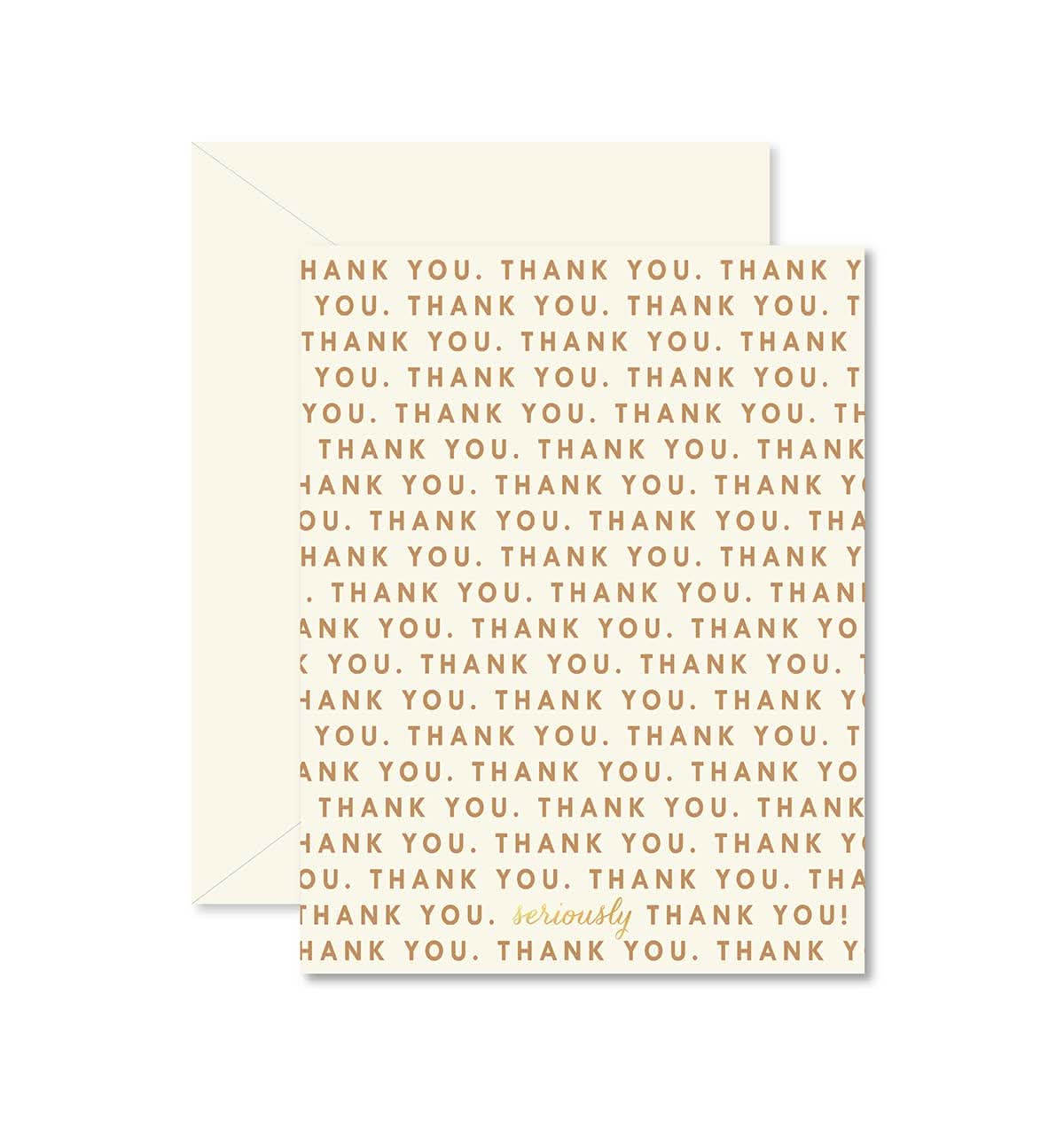 Repeating Thank You greeting card by Ginger P. Designs with elegant handwritten thank you message on white background
