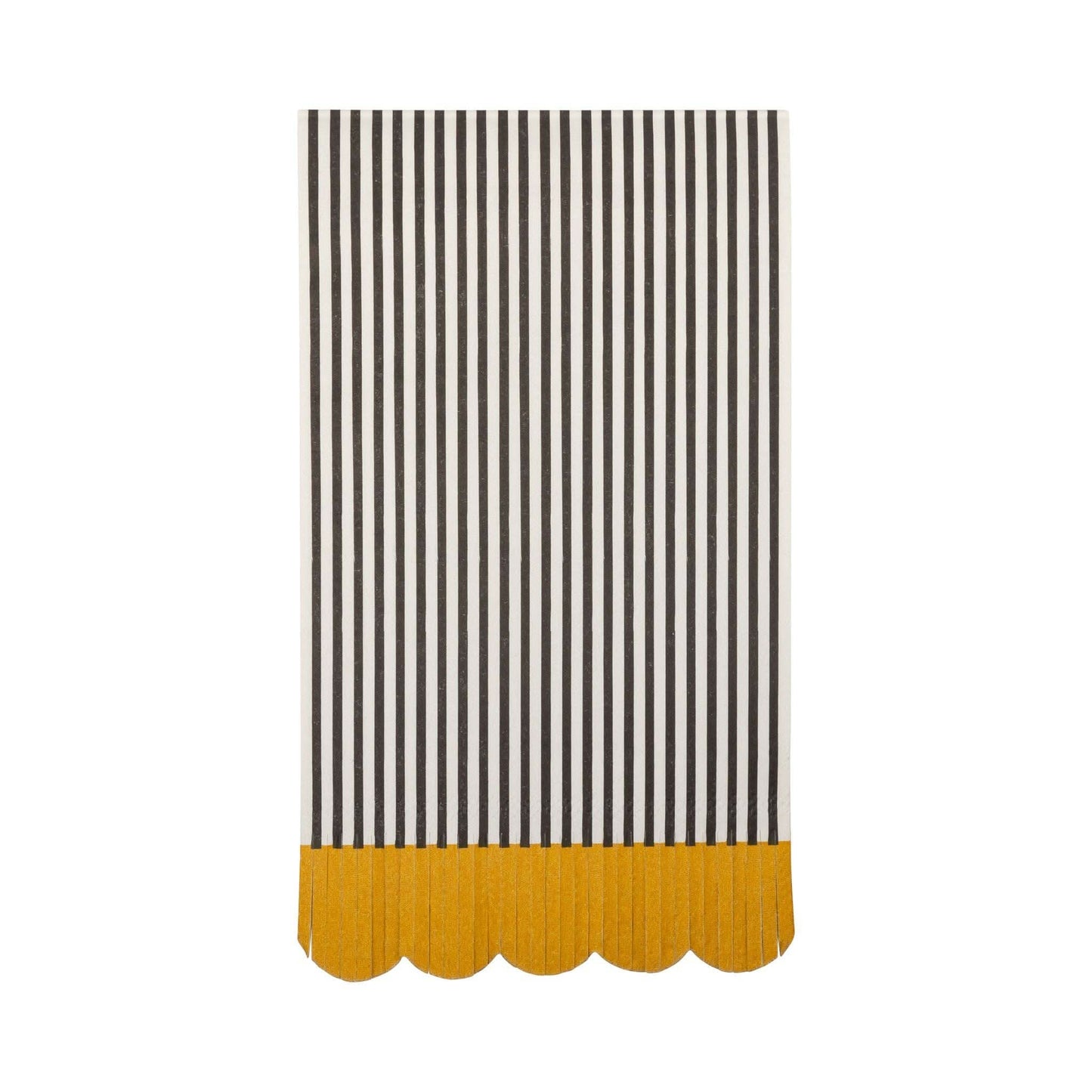 Set of 18 black and cream striped dinner napkins by My Mind’s Eye, featuring elegant fabric with bold stripe pattern.