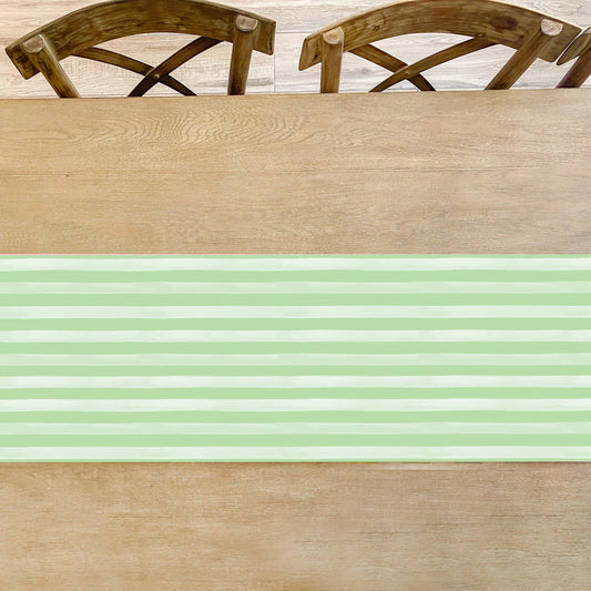 Garden Green Stripe Table Runner