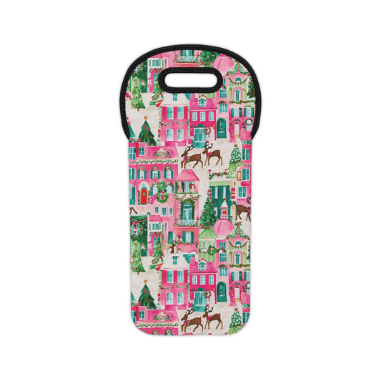 Christmas Village Wine Tote Bag