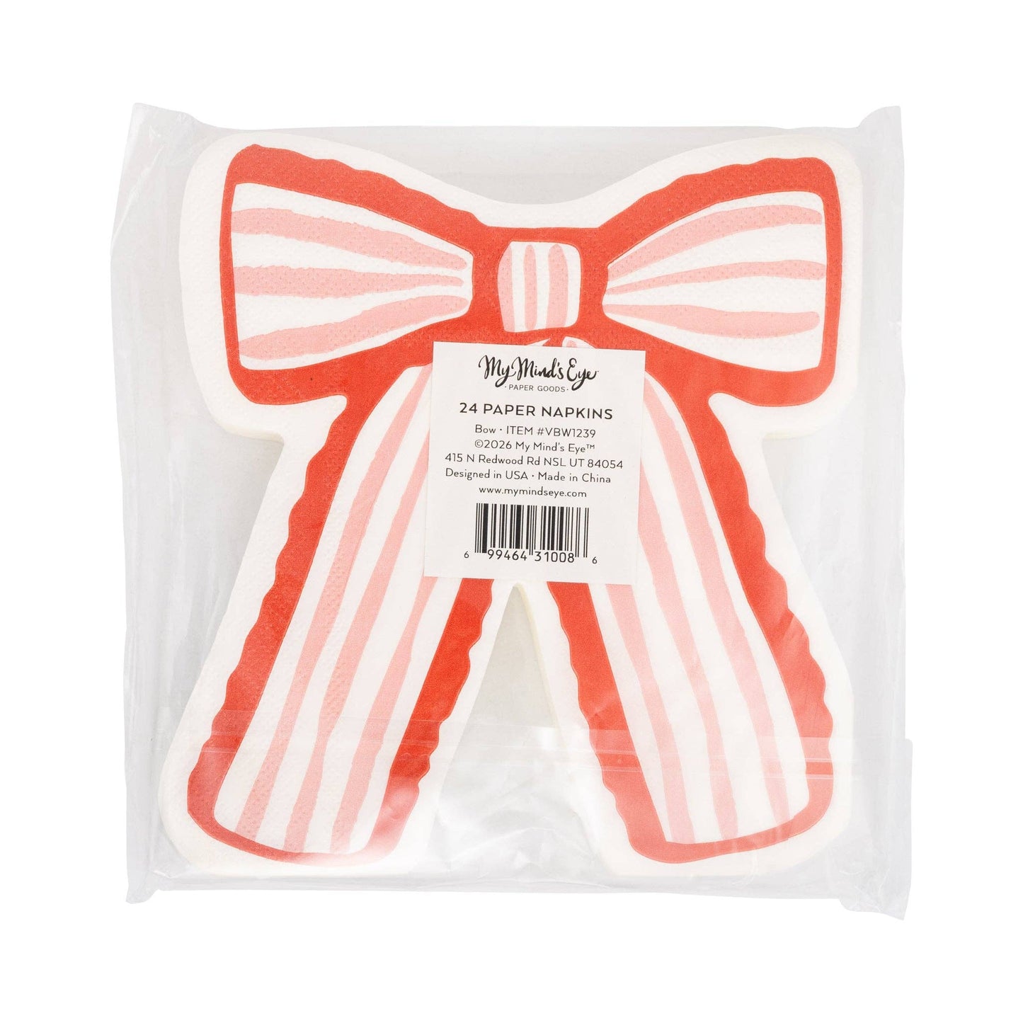 Valentine Bow Shaped Dinner Napkin | 24 Count - Porcupine Paper Co.