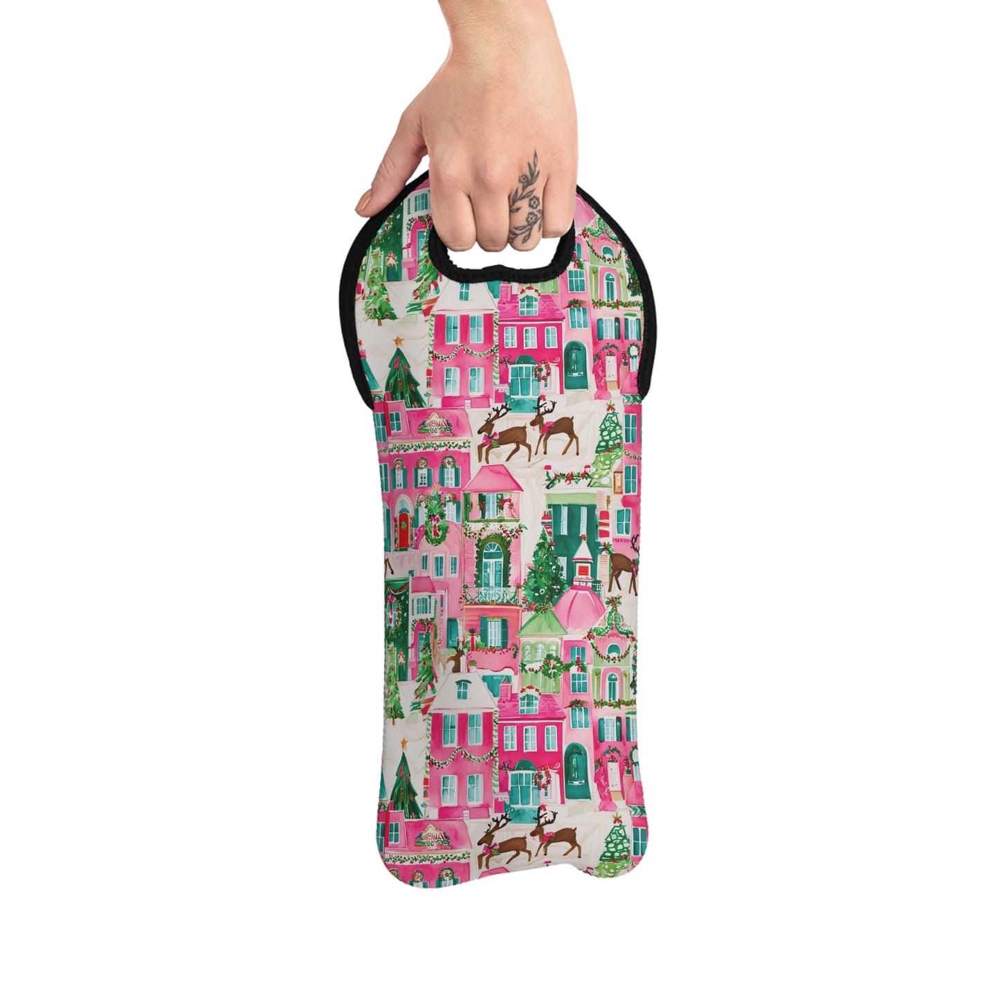 Christmas Village Wine Tote Bag