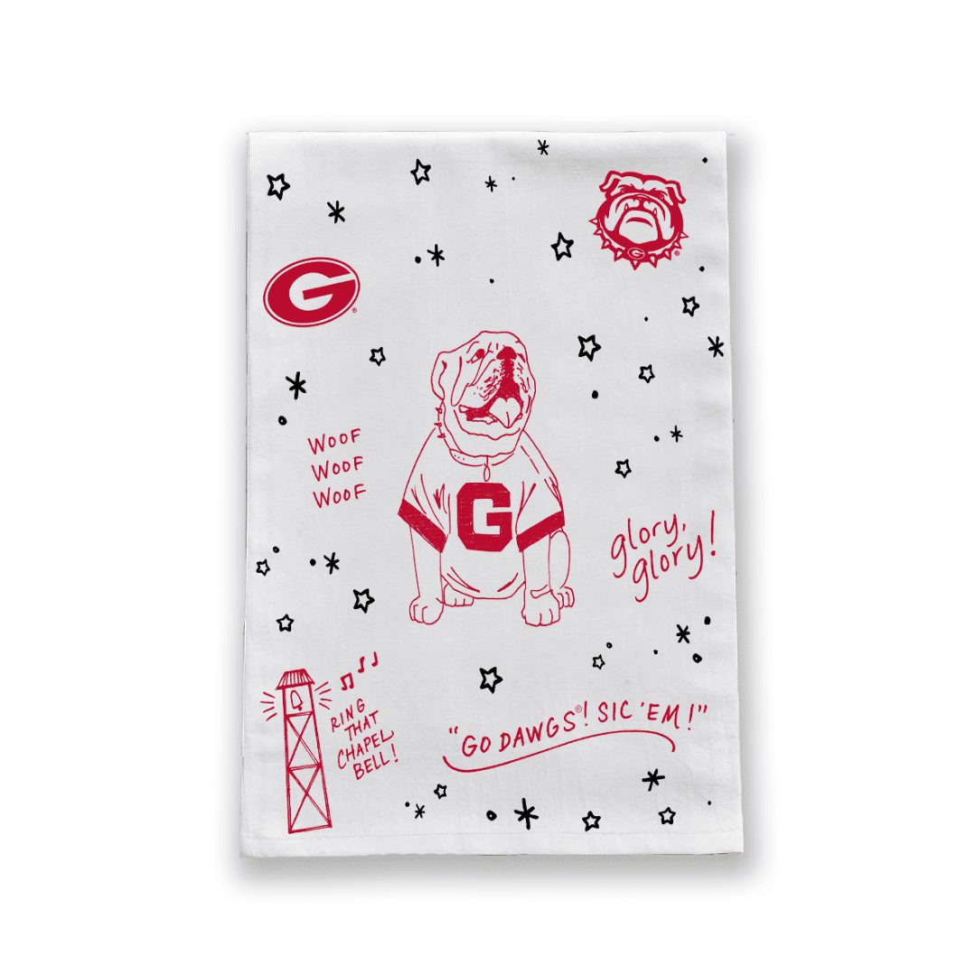 Georgia Confetti tea towel by Valiant Gifts Inc with colorful confetti pattern and vibrant fabric, perfect for kitchen decor.