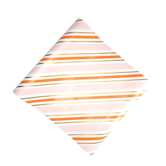 Orange and pink striped paper table runner with bold, vibrant design for festive table settings by Gatherings by Curated Paperie