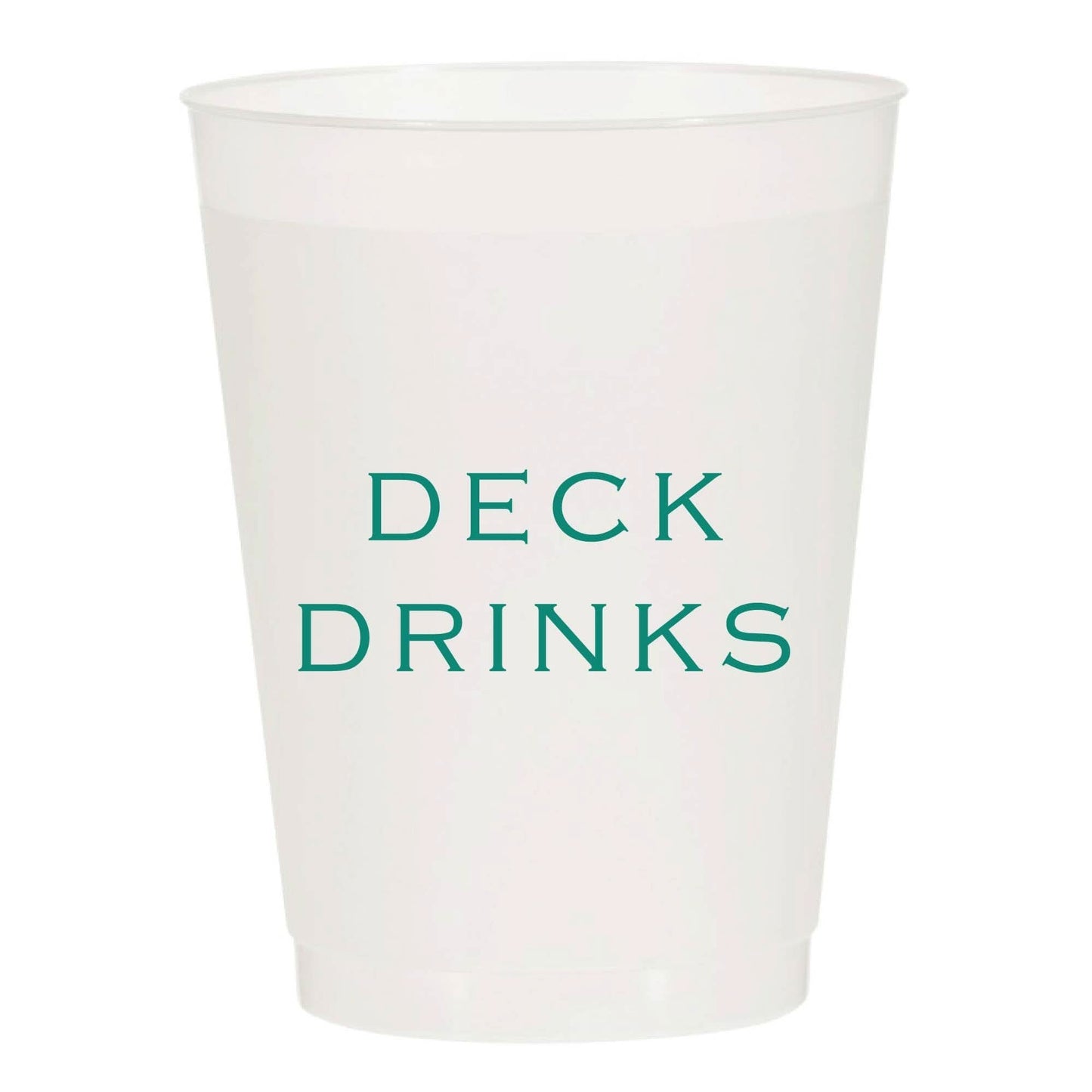 Six frosted plastic cups from Sip Hip Hooray Deck Drinks set, featuring a stylish, textured design for casual gatherings.