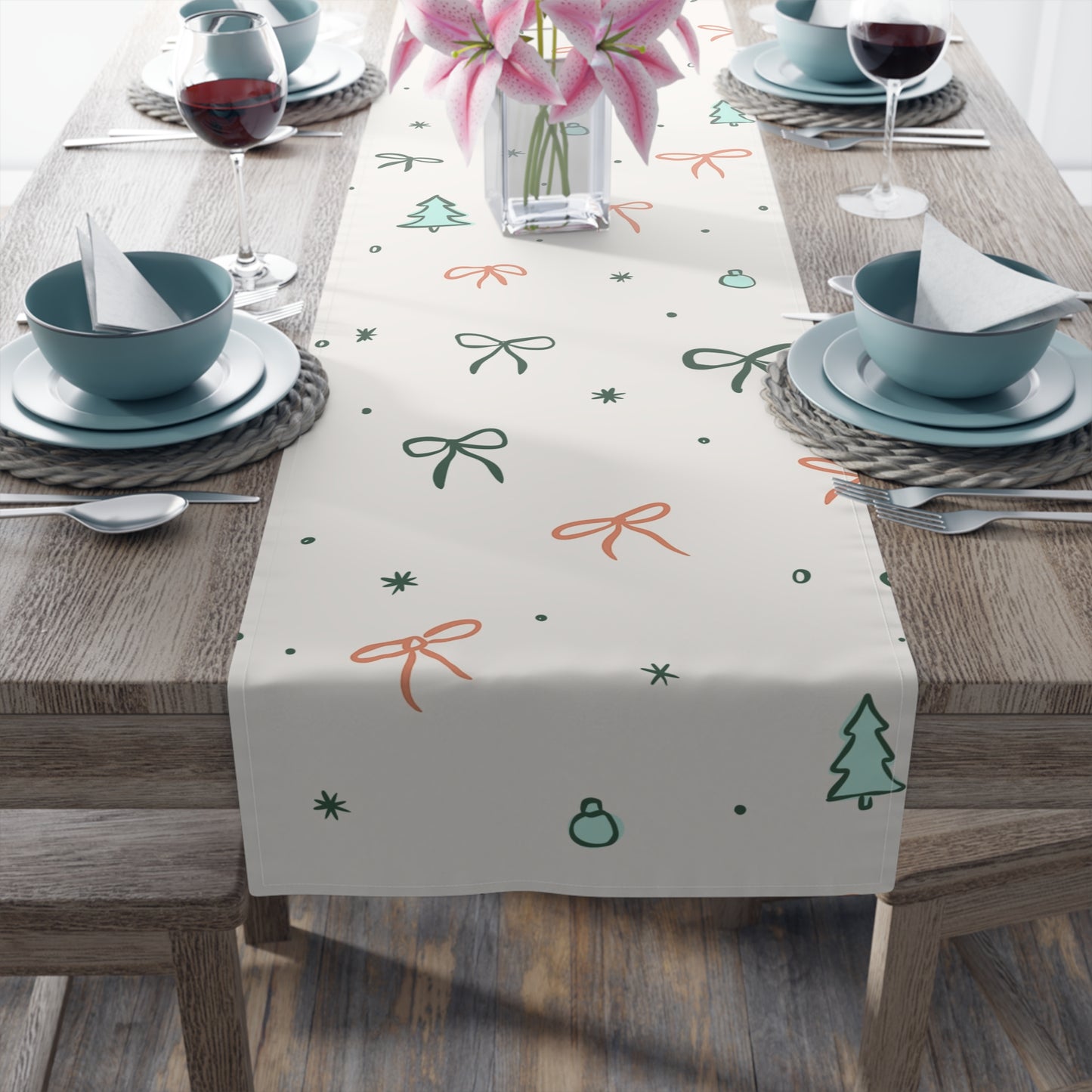 Christmas Ribbon Table Runner | 16" x 72"