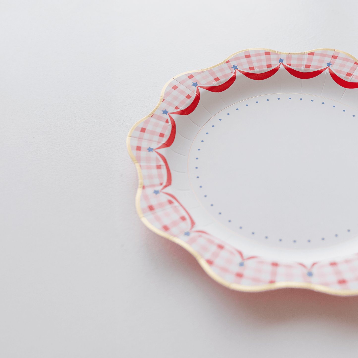 Red Gingham 4th Of July Dinner Plates 10.75" | Set of 8