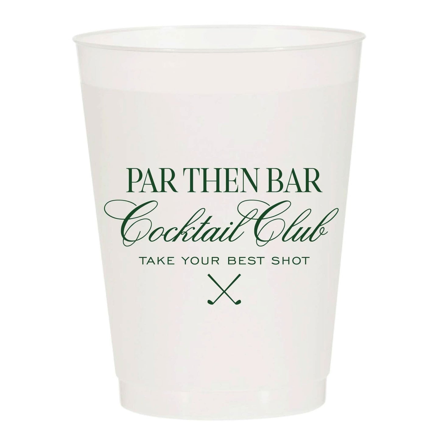 Set of 10 frosted plastic cups from Par Then Bar by Sip Hip Hooray, featuring a modern design for parties and gatherings.
