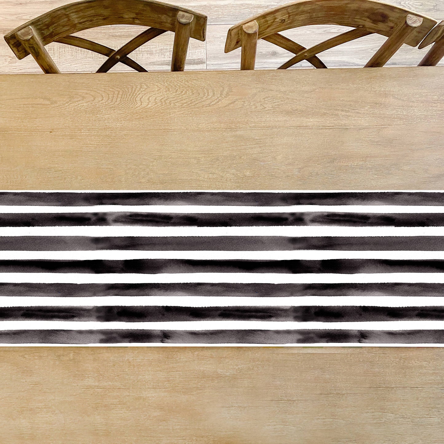 Black and White Stripes Table Runner | 16.5" × 96"