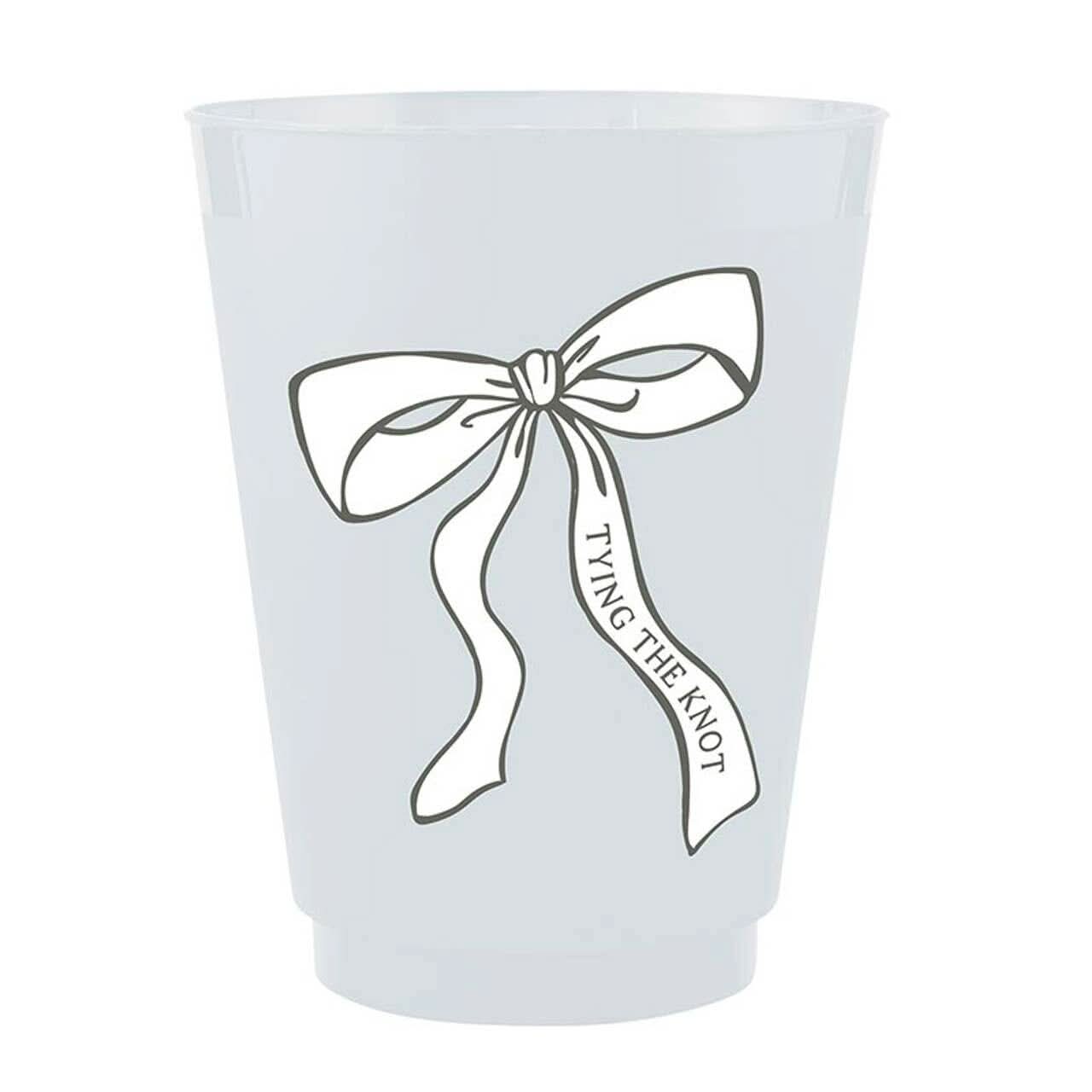 Set of 8 Tying the Knot Frosted Plastic Cups by Slant Collections, featuring elegant frosted design for special occasions.