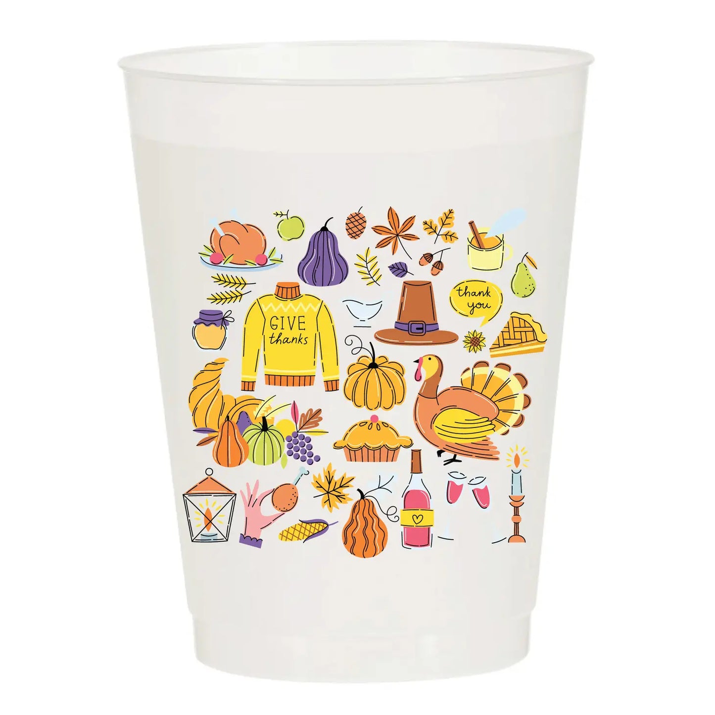 All Things Thanksgiving Collage Frosted Cups | Pack of 6
