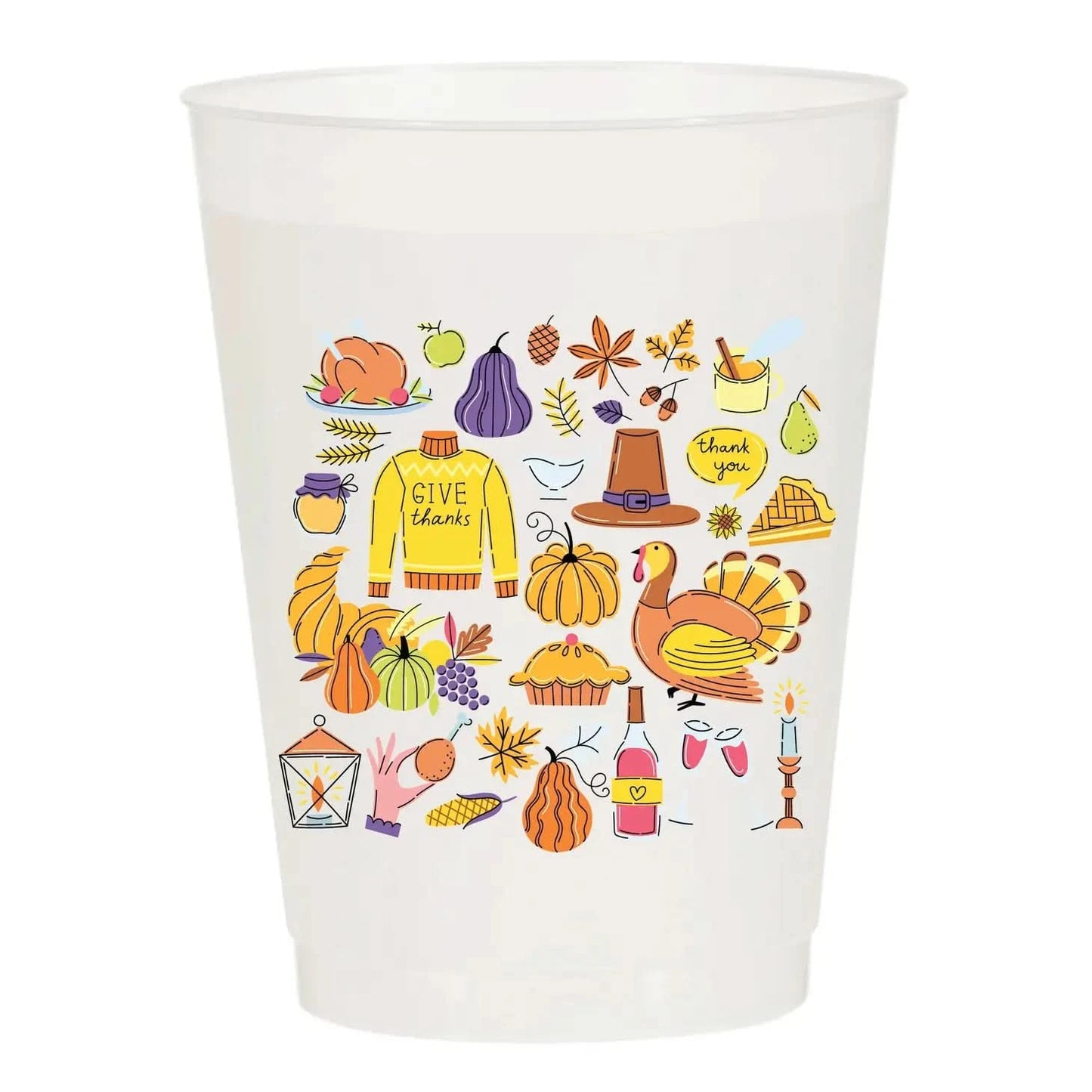 All Things Thanksgiving Collage Frosted Cups | Pack of 6 - Porcupine Paper Co.