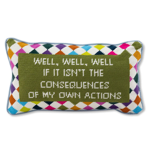 Well Well Well Needlepoint Pillow - Porcupine Paper Co.