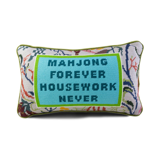 Mahjong Needlepoint Pillow - Porcupine Paper Co.