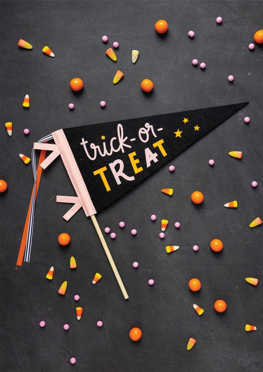 Trick or Treat Felt Pennant Banner - Porcupine Paper Co.