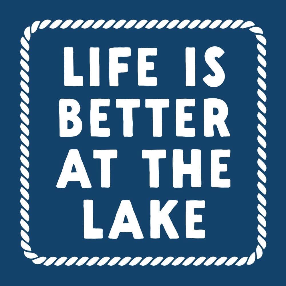 Set of two Lake-themed funny cocktail napkins from Soiree Sisters, featuring humorous "Life Is Better At The Lake" design.