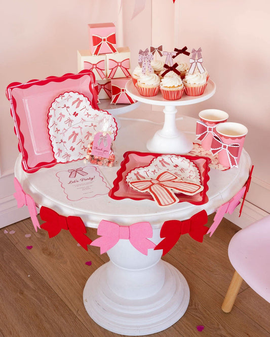 Valentine Bow Shaped Dinner Napkin | 24 Count - Porcupine Paper Co.