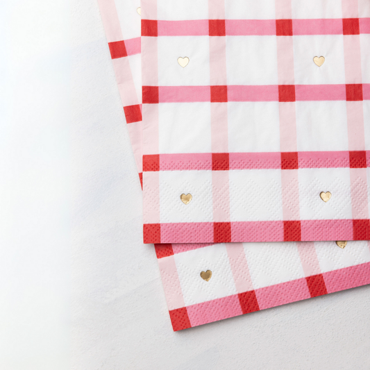 Valentine Plaid Dinner Napkins | Pack of 20