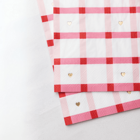 Valentine Plaid Dinner Napkins | Pack of 20 - Porcupine Paper Co.