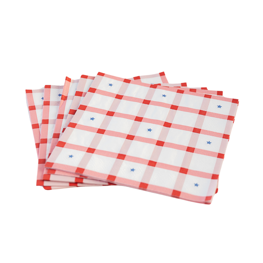 Red Gingham 4th Of July Large Napkins | Pack of 20