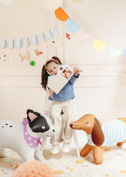 Large Bulldog Standing Foil Balloon by Ellie's Party Supply, 29.5x22.4 inches, featuring a realistic bulldog design on shiny foil.