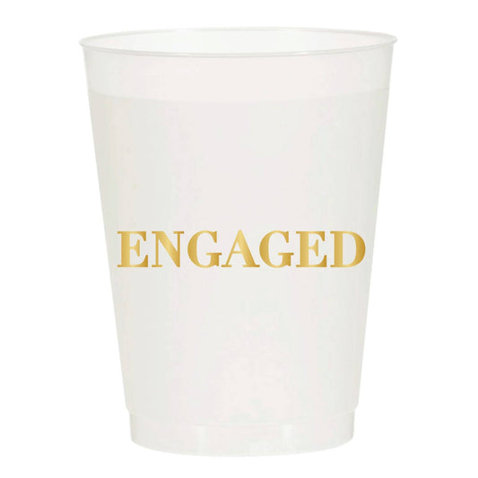 Engaged Gold Frosted Cups - Wedding | Pack of 6