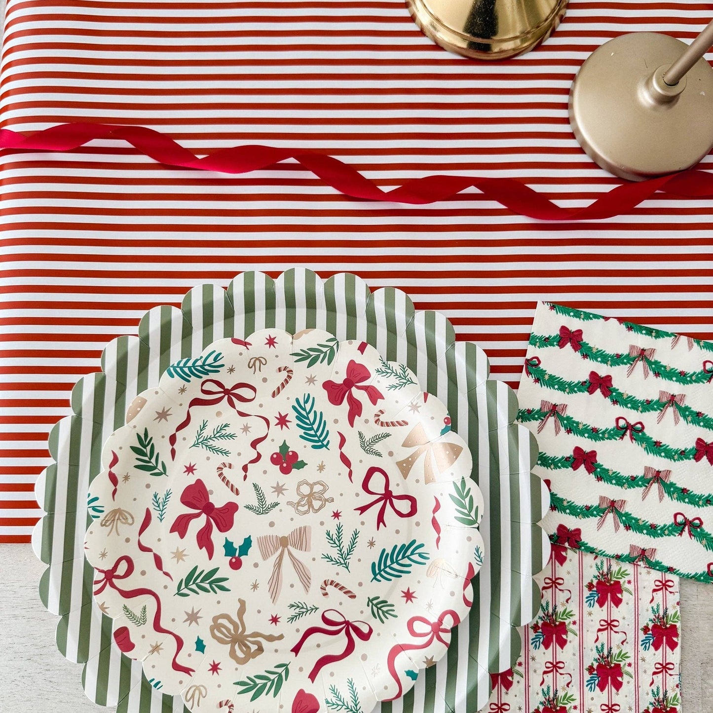 Red Striped Paper Table Runner | 19.5” x 150”