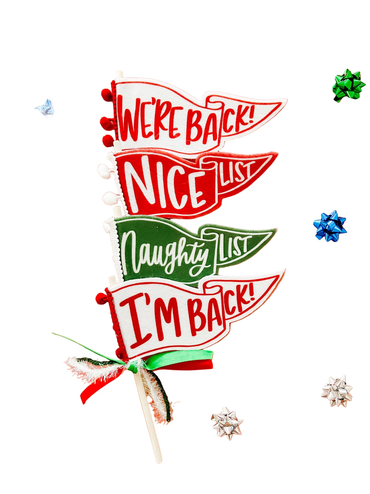 Mini Elf Flags | I'm Back | White & Red