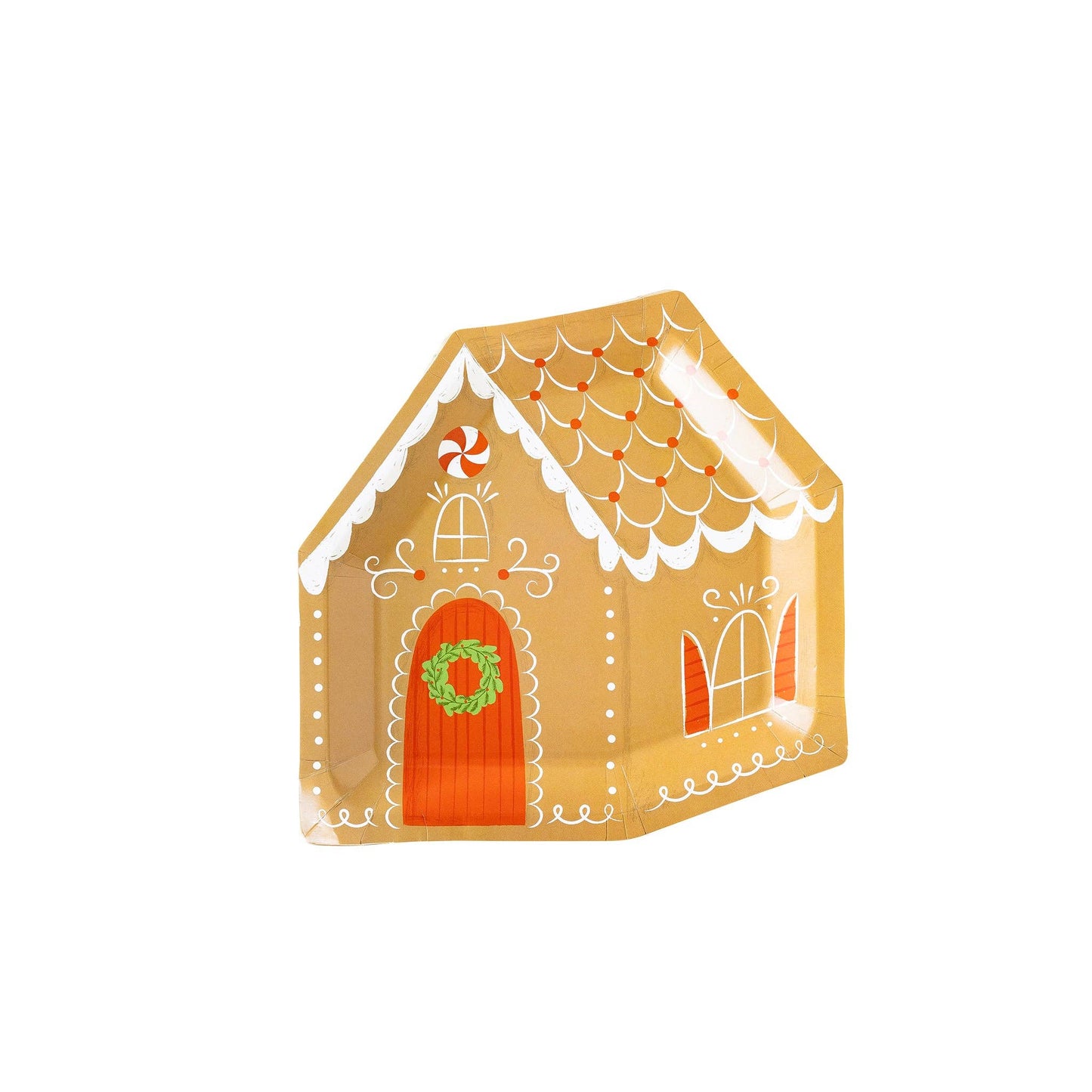 Gingerbread House Shaped Paper Plate | 8 count