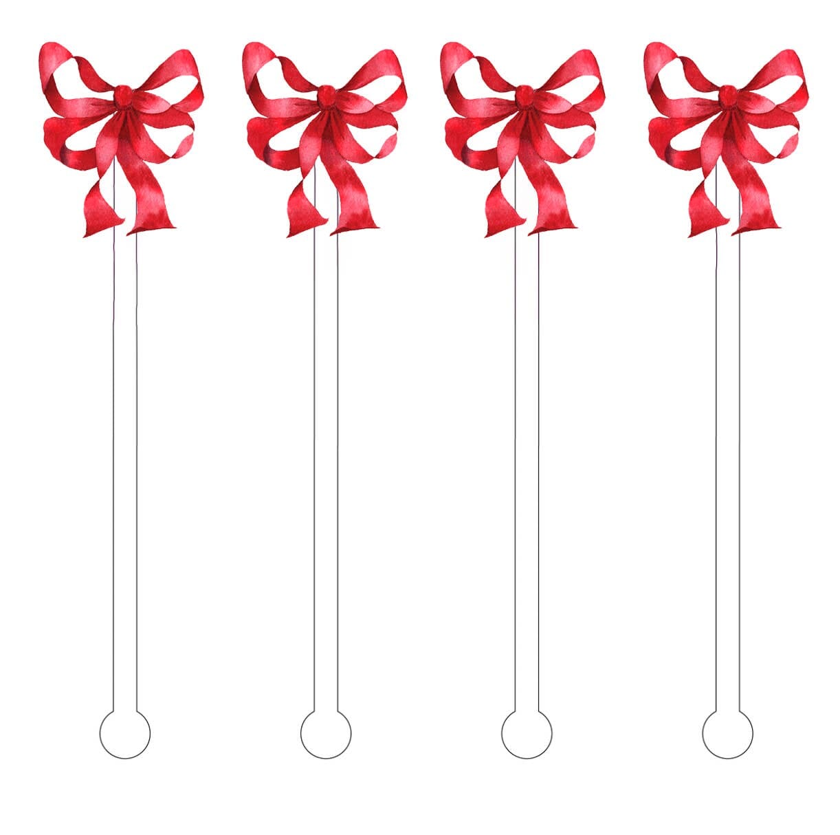 Vintage Red Bow Holiday Reusable Stir Sticks | 4 count