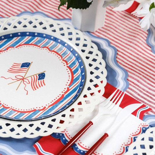 White Basketweave Dinner Paper Plates - Porcupine Paper Co.