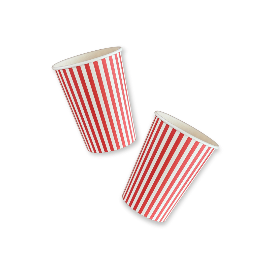 Red & White Candy Stripe Paper Cups | 12 count
