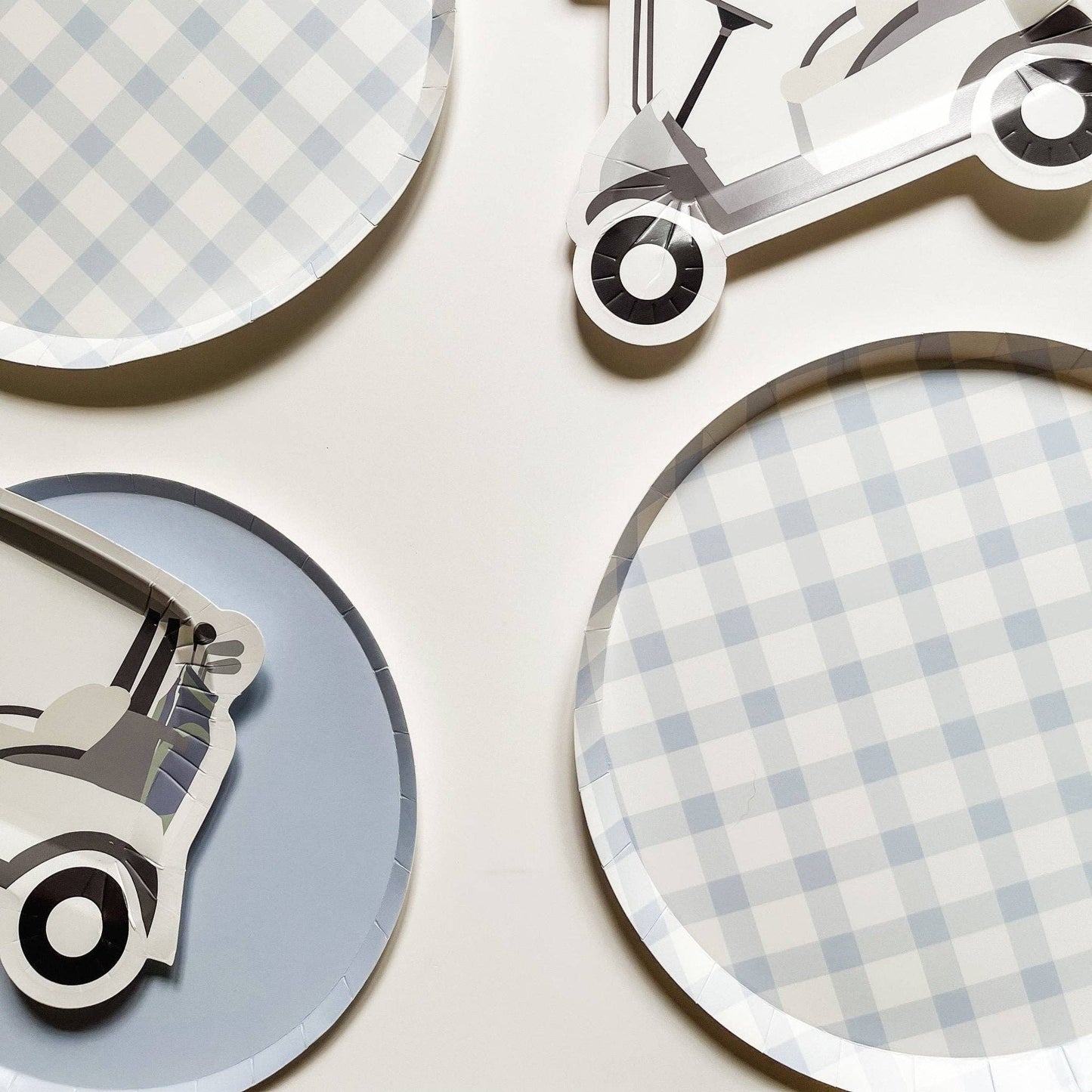 Premium Plaid Baby Blue Plates | 12 count