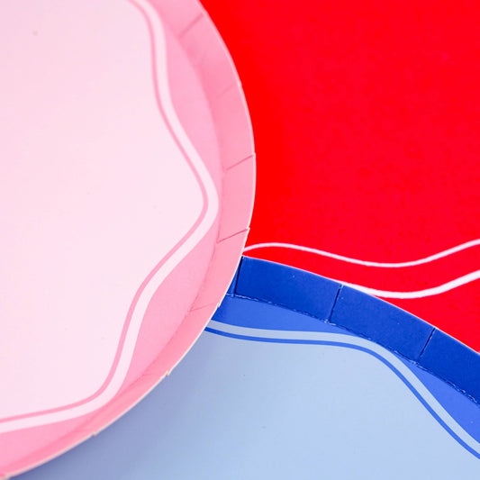 Pink Color Block Dinner Paper Plates 10.5" | Set of 8 - Porcupine Paper Co.