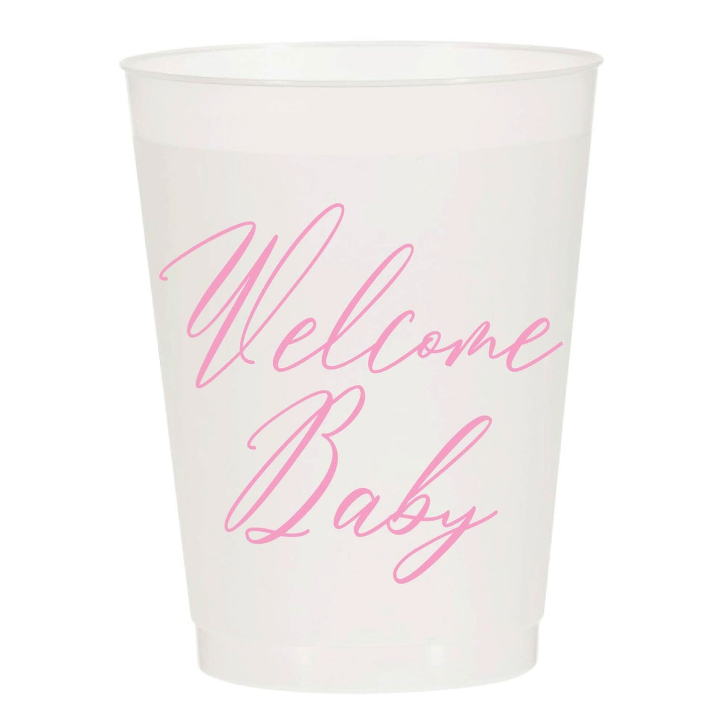Welcome Baby Pink Shower Frosted Cups- Baby: Pack of 6 - Porcupine Paper Co.