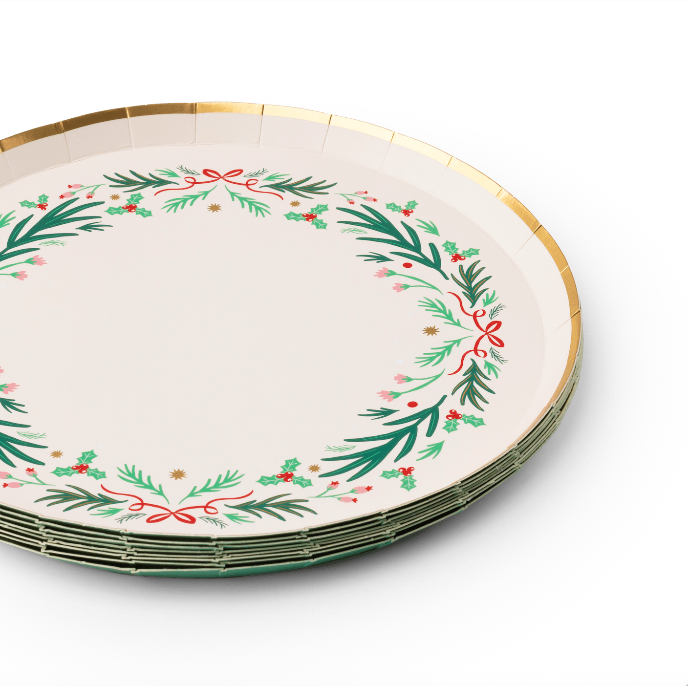 Christmas Wreath Dessert Plates 8" | 8 count