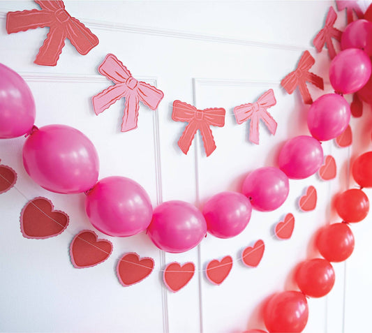 Bow and Heart Valentine Banner Set