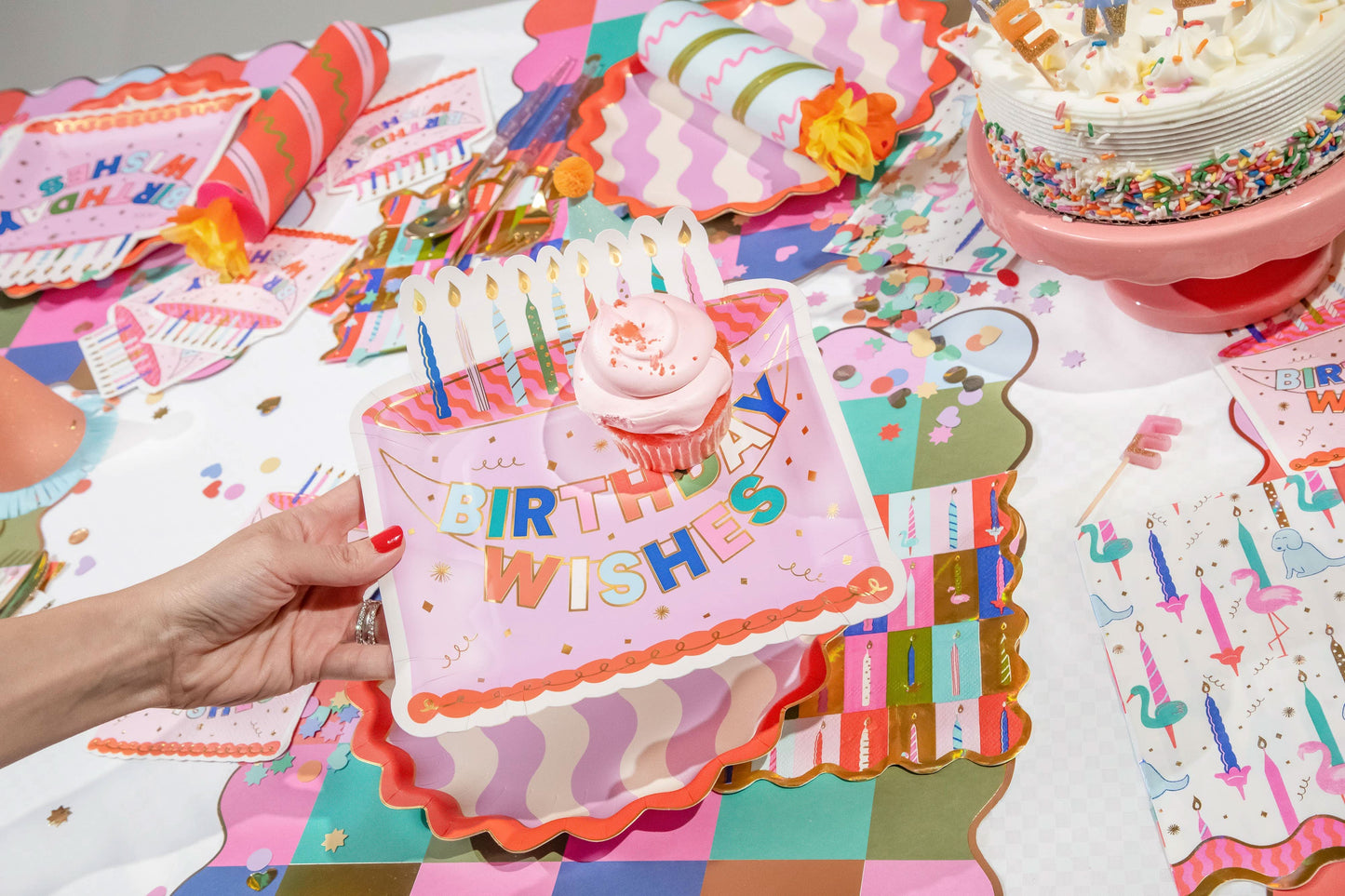 Make A Wish Cake Dessert Plate 8-inch set of 10 from Packed Party, featuring colorful wish-themed design for celebrations.