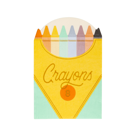 My Mind’s Eye Crayon Box Napkins, 18-count, colorful paper napkins with crayon design, perfect for kids' parties and events.