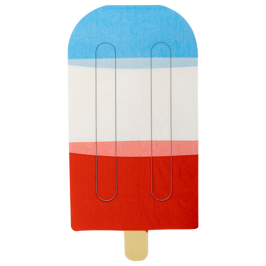 Red White Blue Ice Pop Shaped Paper Guest Napkins | 32 count