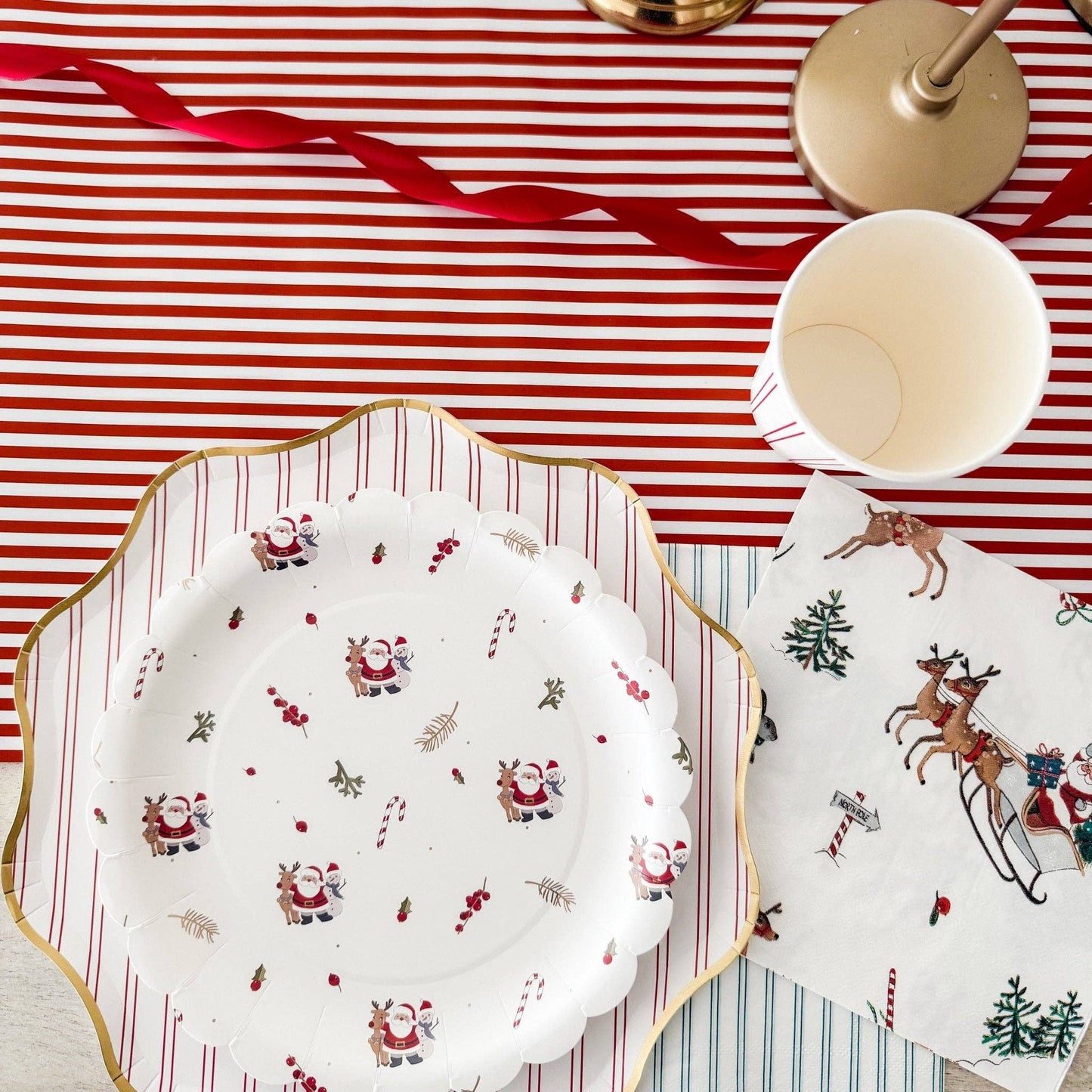 Red Striped Paper Table Runner | 19.5” x 150”
