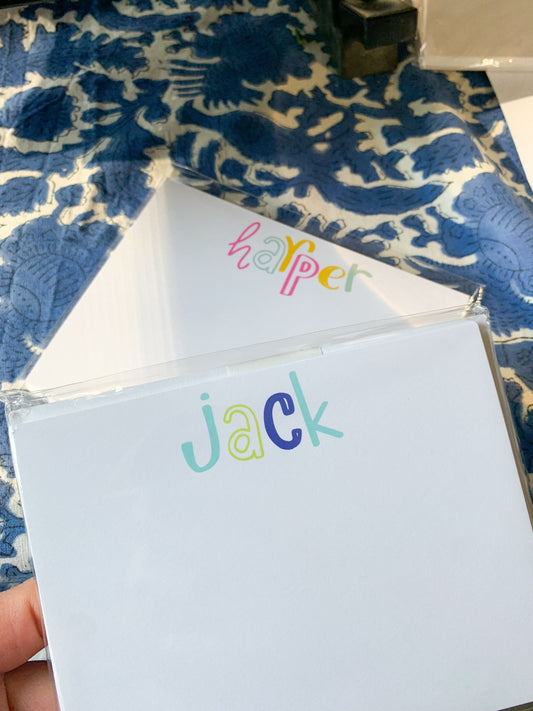 Personalized Doodle Notecard Set | Boy