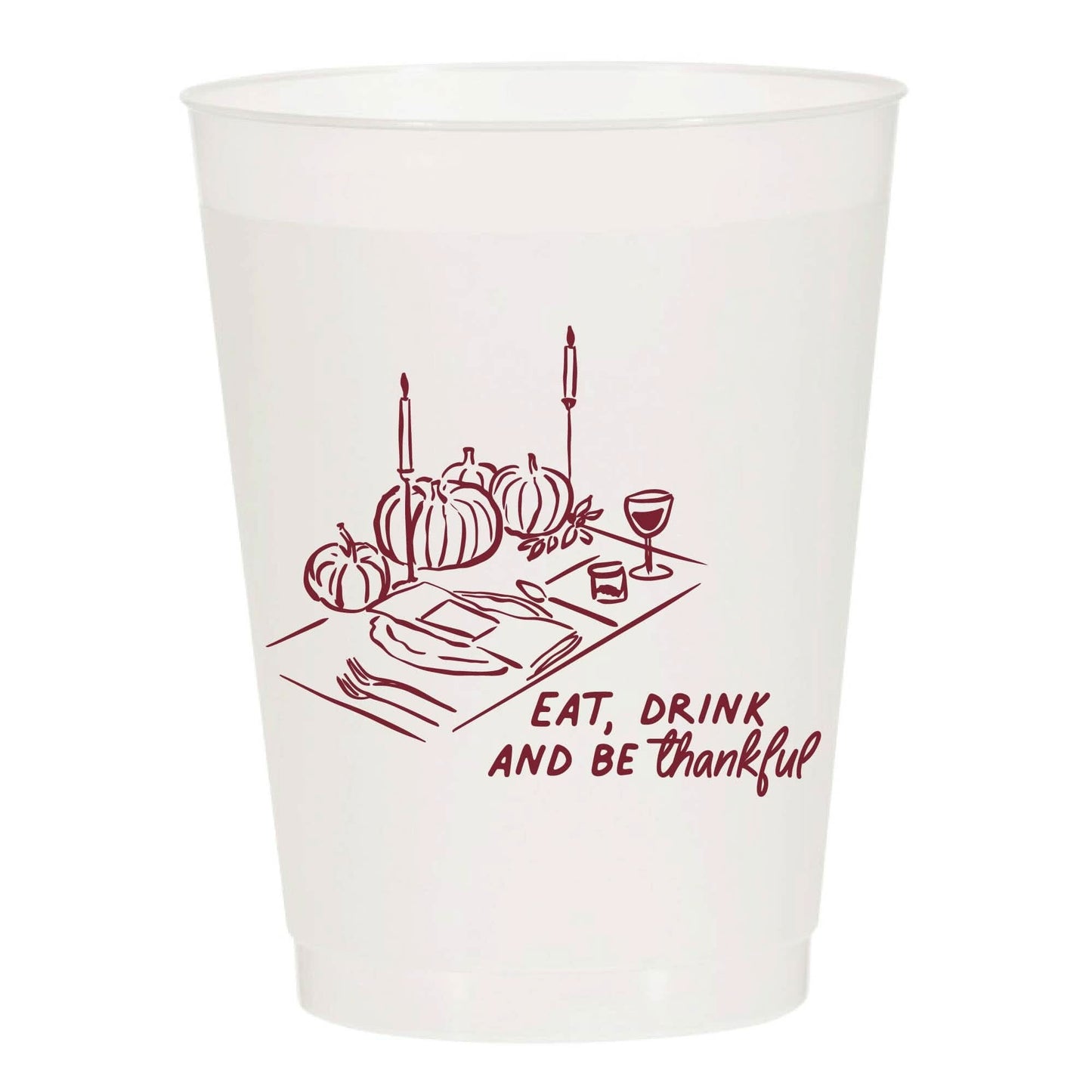 Eat Drink and Be Thankful Dinning Frosted Cups Thanksgiving | Pack of 6