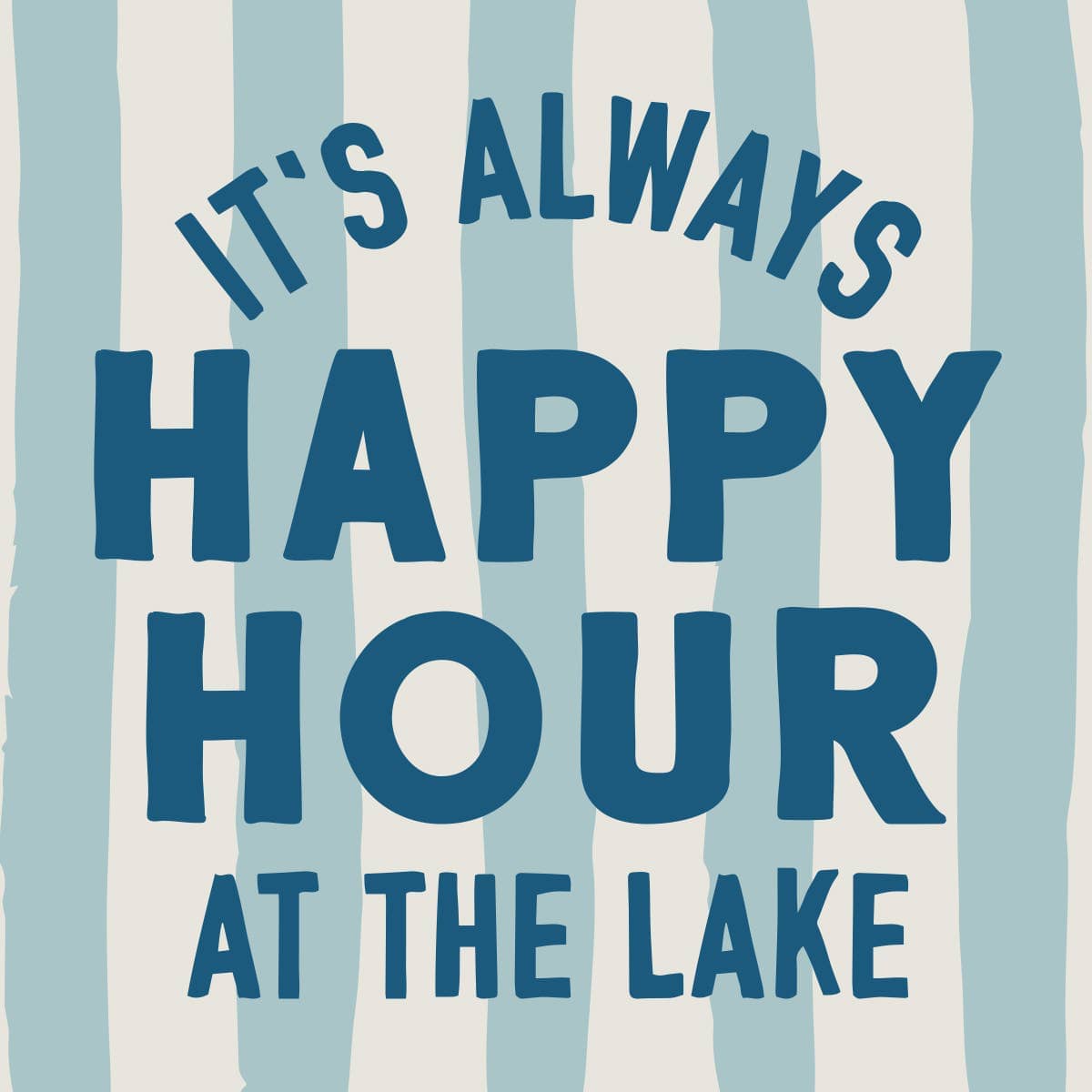 Set of 20 funny party cocktail napkins with lake-themed "Happy Hour" design by Soiree Sisters, perfect for lakeside gatherings.